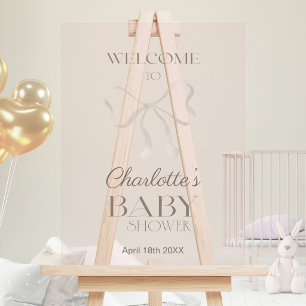 Subtle Dusty Rose Elegant Bow Baby Shower Welcome Acrylic Sign