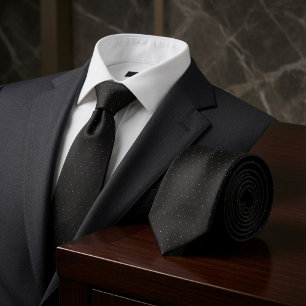 Subtle Elegant Black & Gold Micro Dot Tie