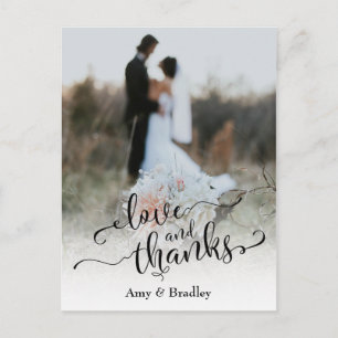 Subtle, Elegant Type Wedding Love and Thanks Postcard