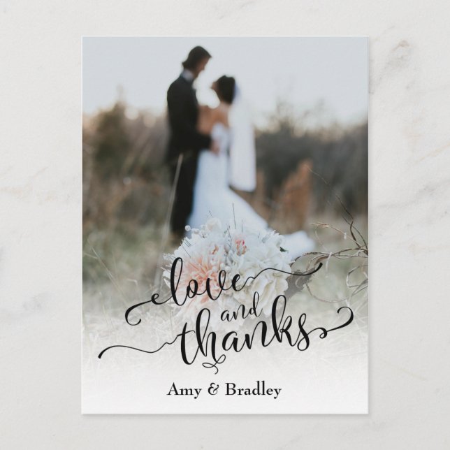 Subtle, Elegant Type Wedding Love and Thanks Postcard (Front)