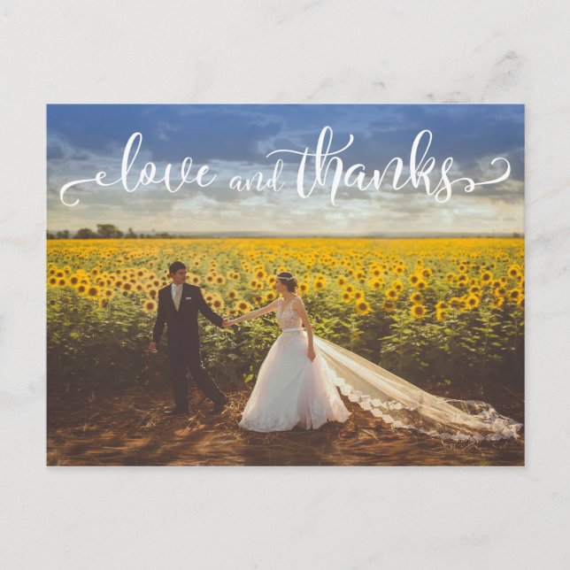 Subtle, Elegant Type Wedding Love and Thanks Postcard (Front)