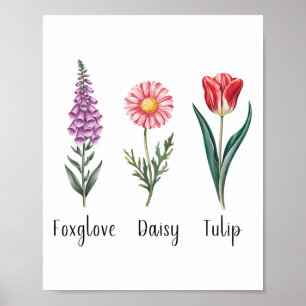 Subtle Floral 8647 Trump Flowers Foxglove Daisy Tu Poster