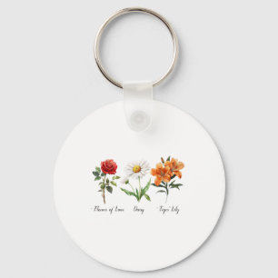 Subtle Floral Anti Trump Flower Of Love Daisy Tige Keychain
