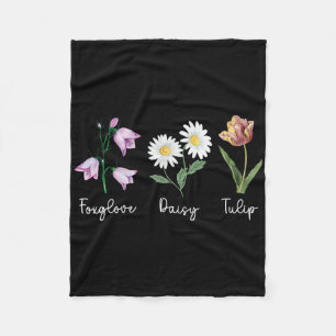 Subtle Floral Anti Trump Foxglove Daisy Tulip Flow Fleece Blanket