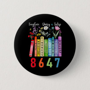 Subtle Floral Foxglove Daisy Tulip Book Lover 2 Inch Round Button