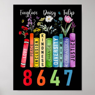 Subtle Floral Foxglove Daisy Tulip Book Lover Poster