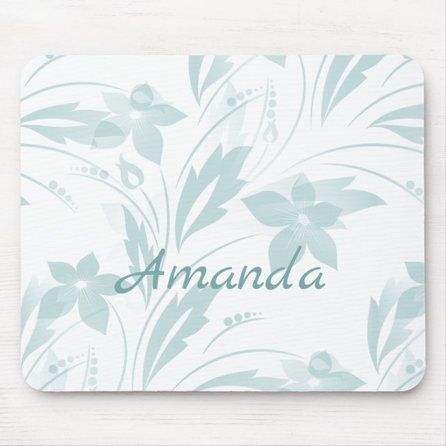Subtle Floral in Blues Mouse Pad (Front)