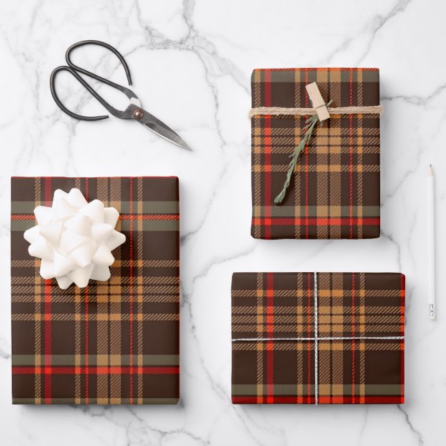 Subtle Folk English Plaid Wrapping Paper Sheet (Front)