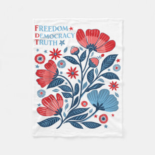 Subtle Freedom Democracy Truth Boho Floral 4th Of  Fleece Blanket