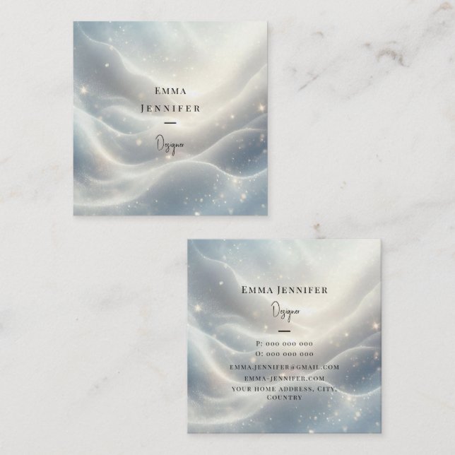 Subtle gentle glitter background square business card (Front/Back)
