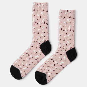 Subtle Geo Stars & Triangles – Pink Socks