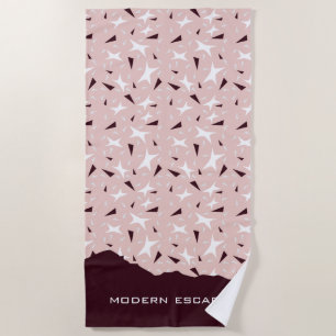 Subtle Geometry: Stars & Triangles – Pink Beach Towel