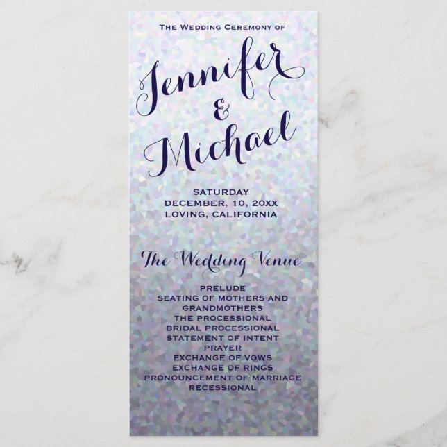 Subtle Glitter Wedding Program (Front)