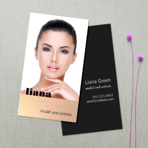 Subtle Gold Glitter Modelling Photocard Business Card
