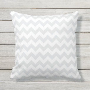 Subtle Grey and White Wide Chevron Zigzag Pattern Throw Pillow