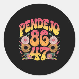Subtle Groovy Retro Pendejo Floral Anti-trump 8647 Classic Round Sticker