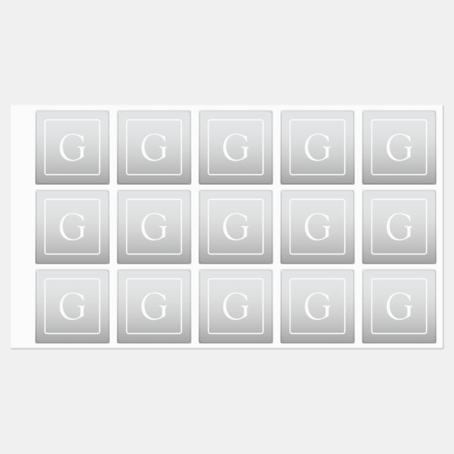 Subtle Light Grey Gradient Surname Monogram  (Sheet)
