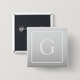 Subtle Light Grey Gradient Surname Monogram  2 Inch Square Button