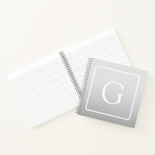 Subtle Light Grey Gradient Surname Monogram  Notebook