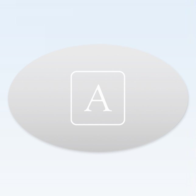 Subtle Light Grey Gradient Surname Monogram  Oval Sticker (Creator Uploaded)