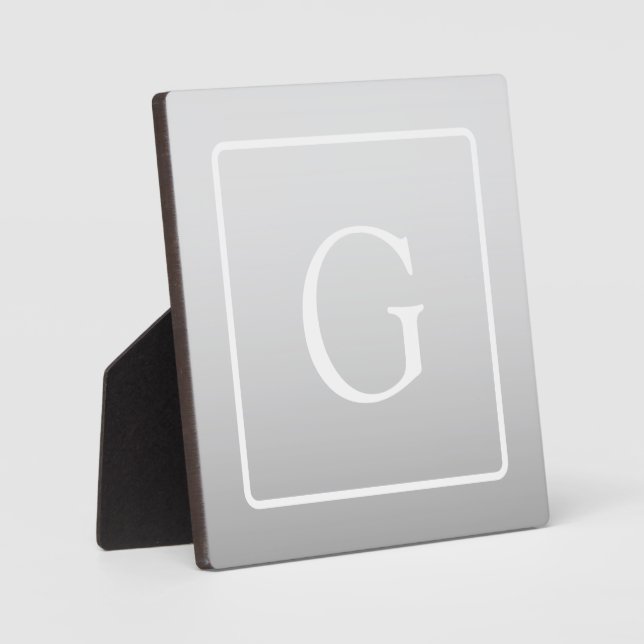 Subtle Light Grey Gradient Surname Monogram  Plaque (Front)