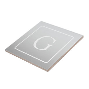 Subtle Light Grey Gradient Surname Monogram  Tile
