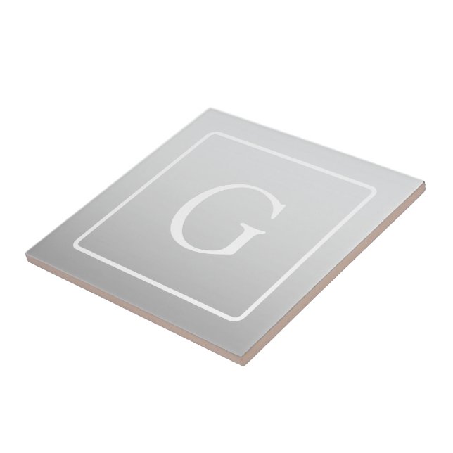 Subtle Light Grey Gradient Surname Monogram  Tile (Side)