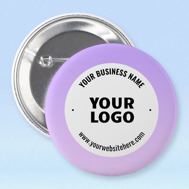 Subtle Light Purple Ombre & Your Business Logo 2 Inch Round Button (Creator Uploaded)