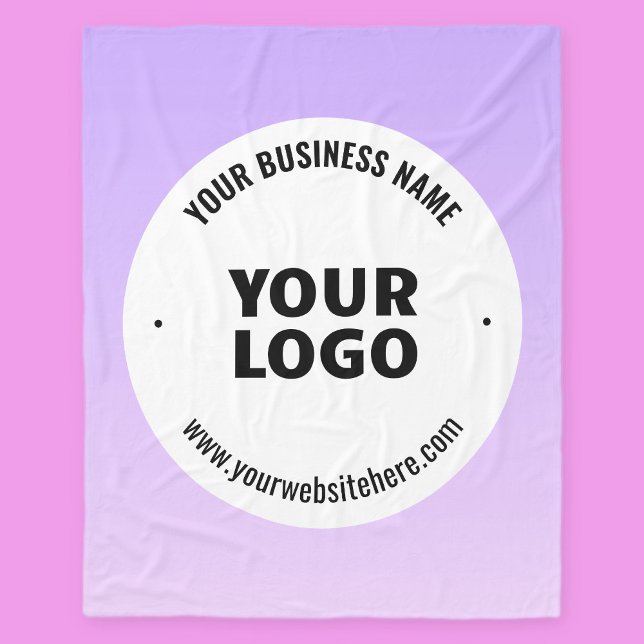 Subtle Light Purple Ombre & Your Business Logo Fleece Blanket (Creator Uploaded)