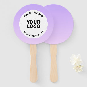 Subtle Light Purple Ombre & Your Business Logo Hand Fan