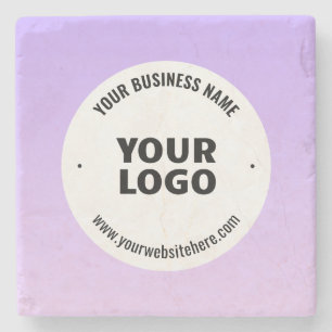 Subtle Light Purple Ombre & Your Business Logo Stone Coaster