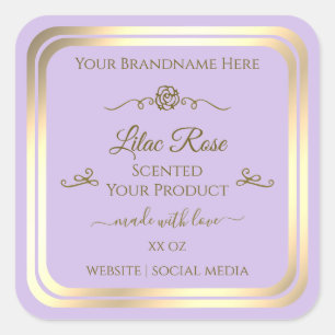 Subtle Lilac Product Label Gold Frame Vintage Rose