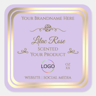 Subtle Lilac Product Label Gold Frame with Logo