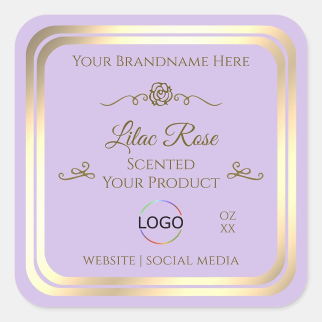 Subtle Lilac Product Label Gold Frame with Logo (Front)