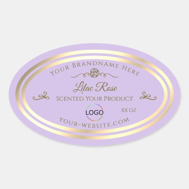 Subtle Lilac Product Label Gold Frame with Logo (Front)
