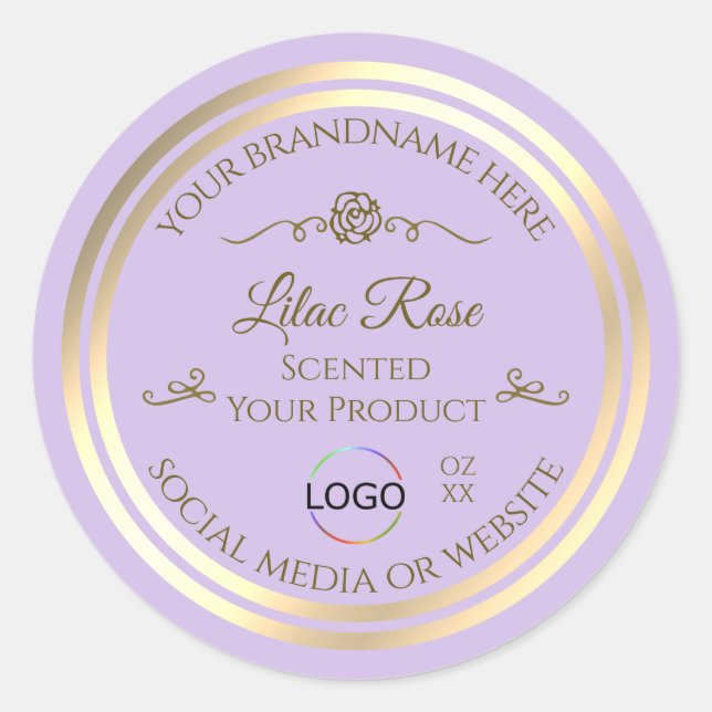 Subtle Lilac Product Label Gold Frame with Logo (Front)