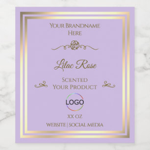 Subtle Lilac Product Label Gold Frame with Logo