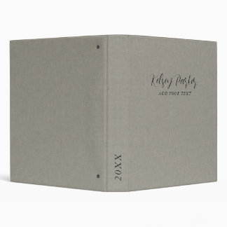 Subtle Linen Texture Personalizable 3 Ring Binder
