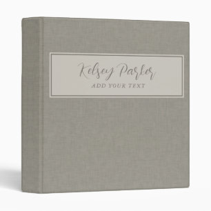 Subtle Linen Texture Personalizable 3 Ring Binder
