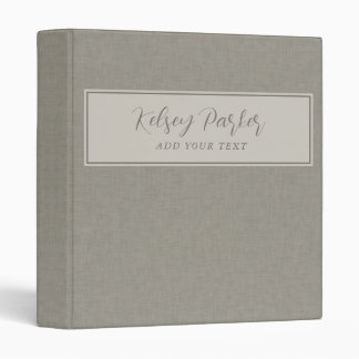 Subtle Linen Texture Personalizable 3 Ring Binder