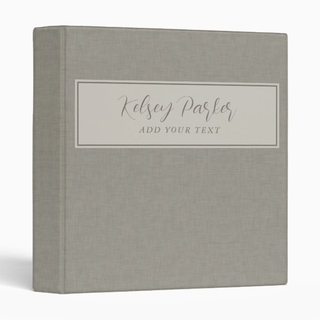 Subtle Linen Texture Personalizable 3 Ring Binder (Front/Spine)