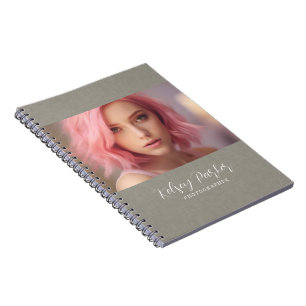 Subtle Linen Texture Personalizable Photo Notebook