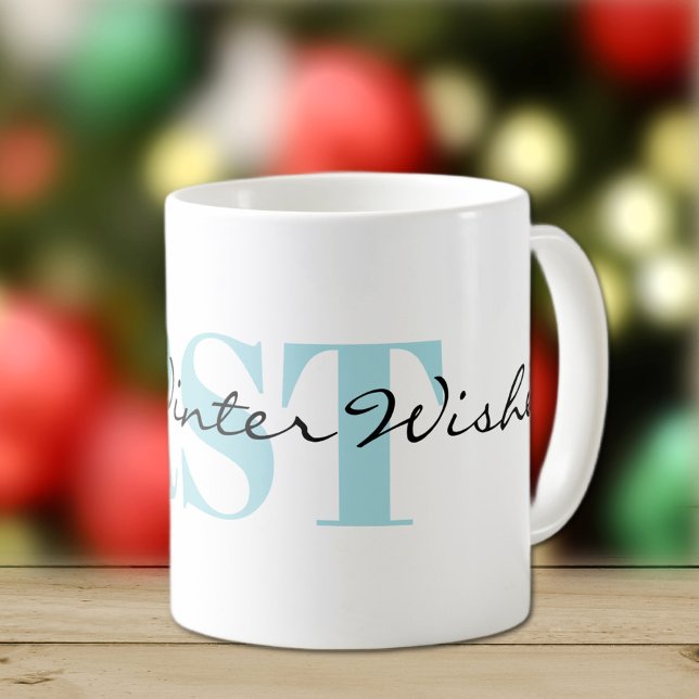 Subtle Monogram and Warm Winter Wishes Coffee Mug (Creator Uploaded)
