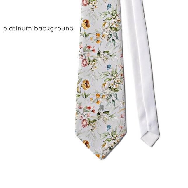 Subtle Monogram Colourful Floral Pattern Necktie (Creator Uploaded)