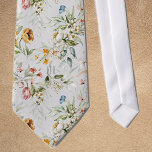 Subtle Monogram, Floral Still Life Platinum bg Tie<br><div class="desc">[The monogram will be centered and straight, unlike the mock-up photo.] This is a standard size tie with a colorful floral pattern with a platinum color background. Easily change the subtle, printed monogram initials, using the Template provided. Dimensions are 55" long, 4" at widest point, monogram is approximately 1/2" in...</div>