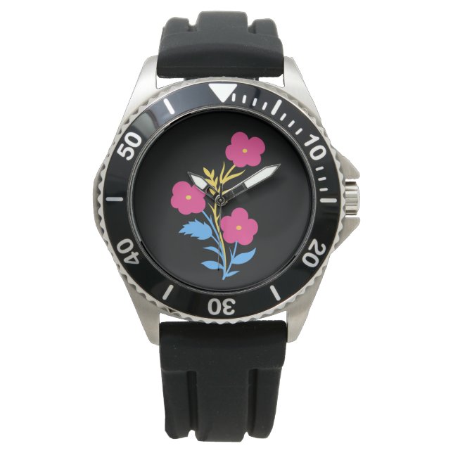 Subtle Pansexual Flag Flowers Watch (Front)