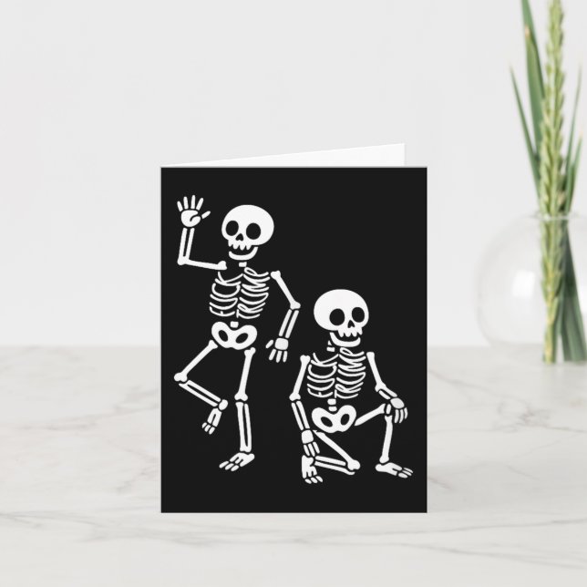 Subtle Party Skeletons Halloween Clic Funny Spooky Card (Front)