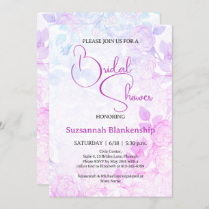 Subtle Pastel Floral Background Bridal Shower Invitation