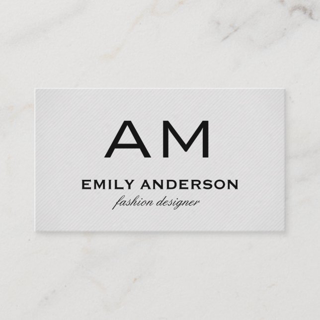 Subtle Pattern with Monogram Business Card (Front)