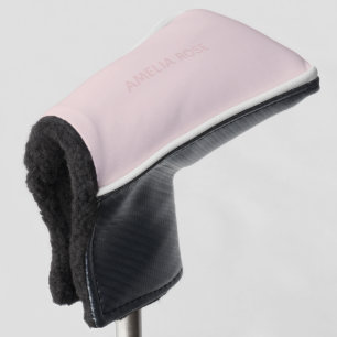 Subtle Pink Name on Soft Blush Pink Golf Head Cover